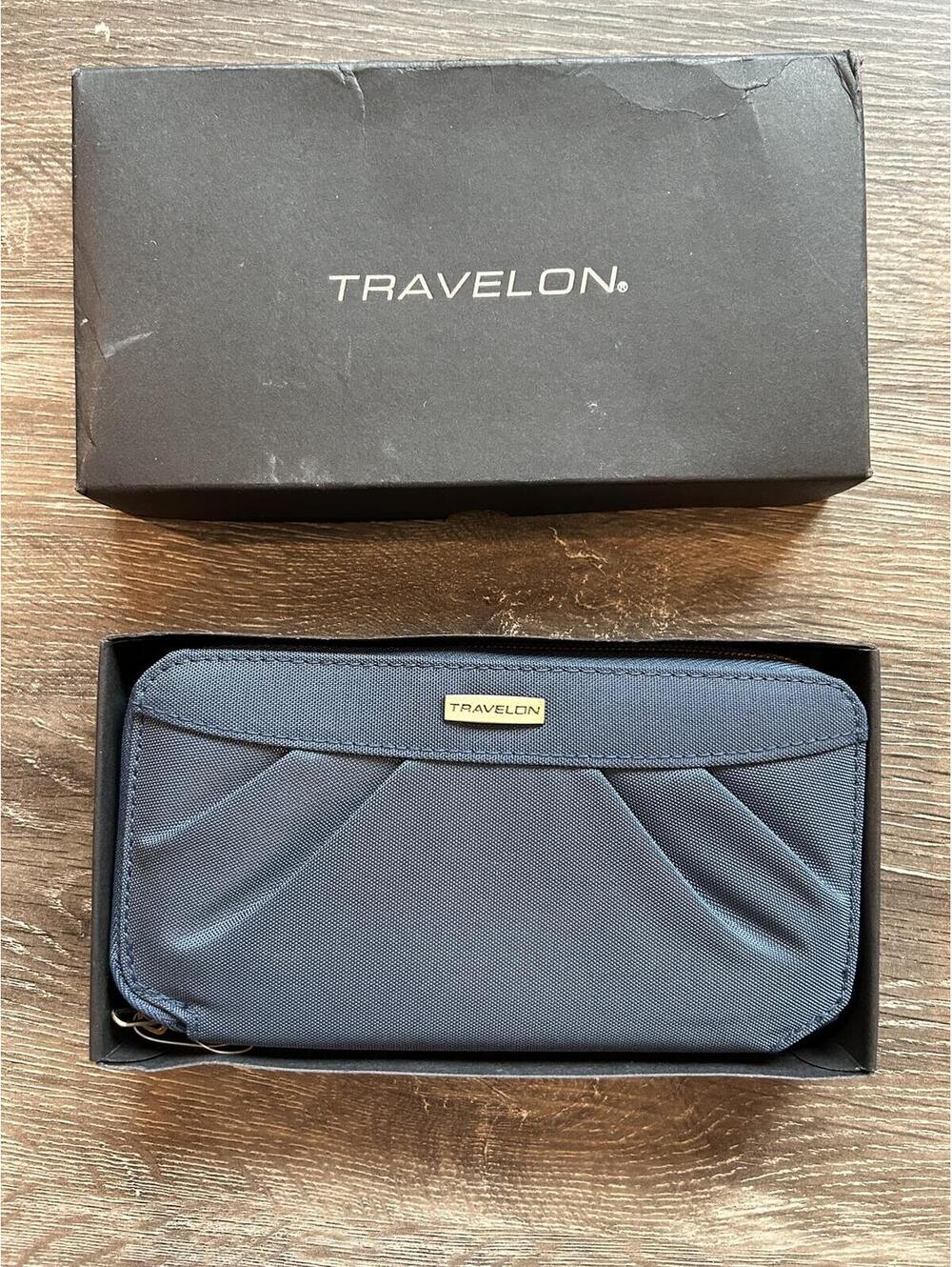 Travelon Safe ID RFID Blocking Zip Around Wristlet Wallet Blue Teal NWT